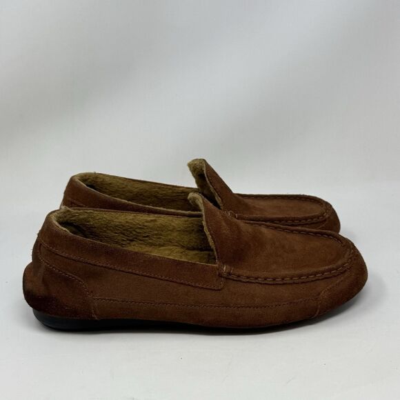 Samuel Hubbard Slippers Mens 12 Nutmeg Brown Suede Wool Fur Lined Slip On Shoes main image 7